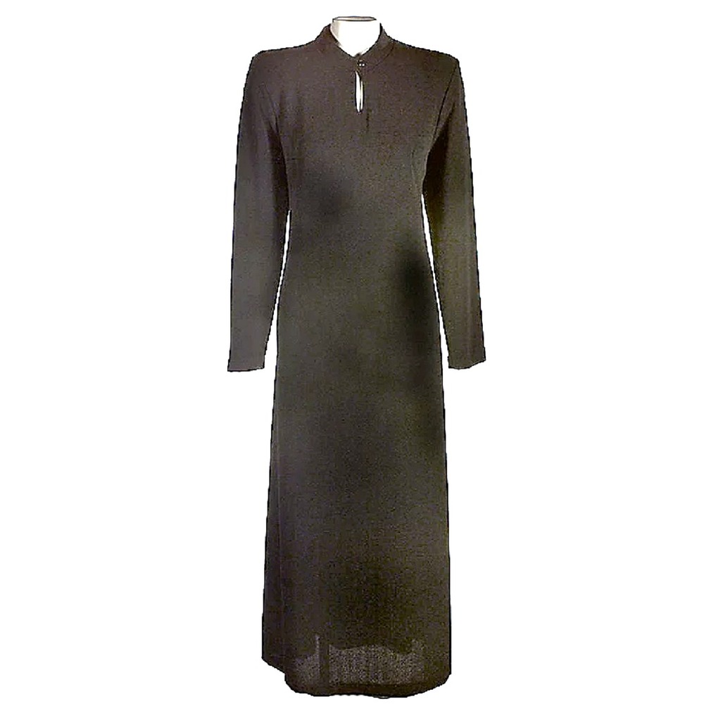 Susan Graver Womens Maxi Dress M Black Knit Textured Minimalist Goth Witch
